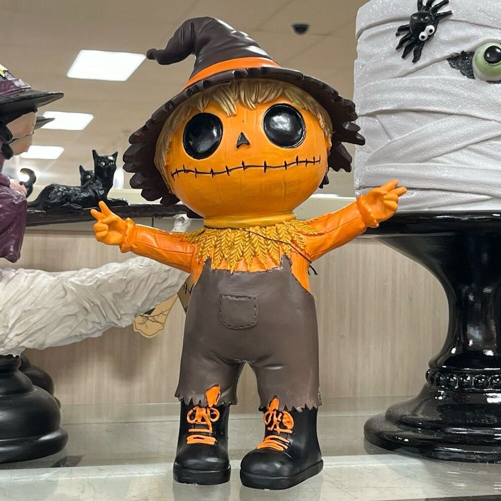 Halloween Scarecrow Witch Hat with Peace Sign Decor Figurine - Picture 1 of 1